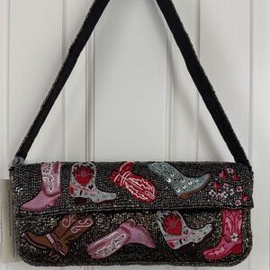 Viral Beaded Cowboy Boot Shoulder Bag